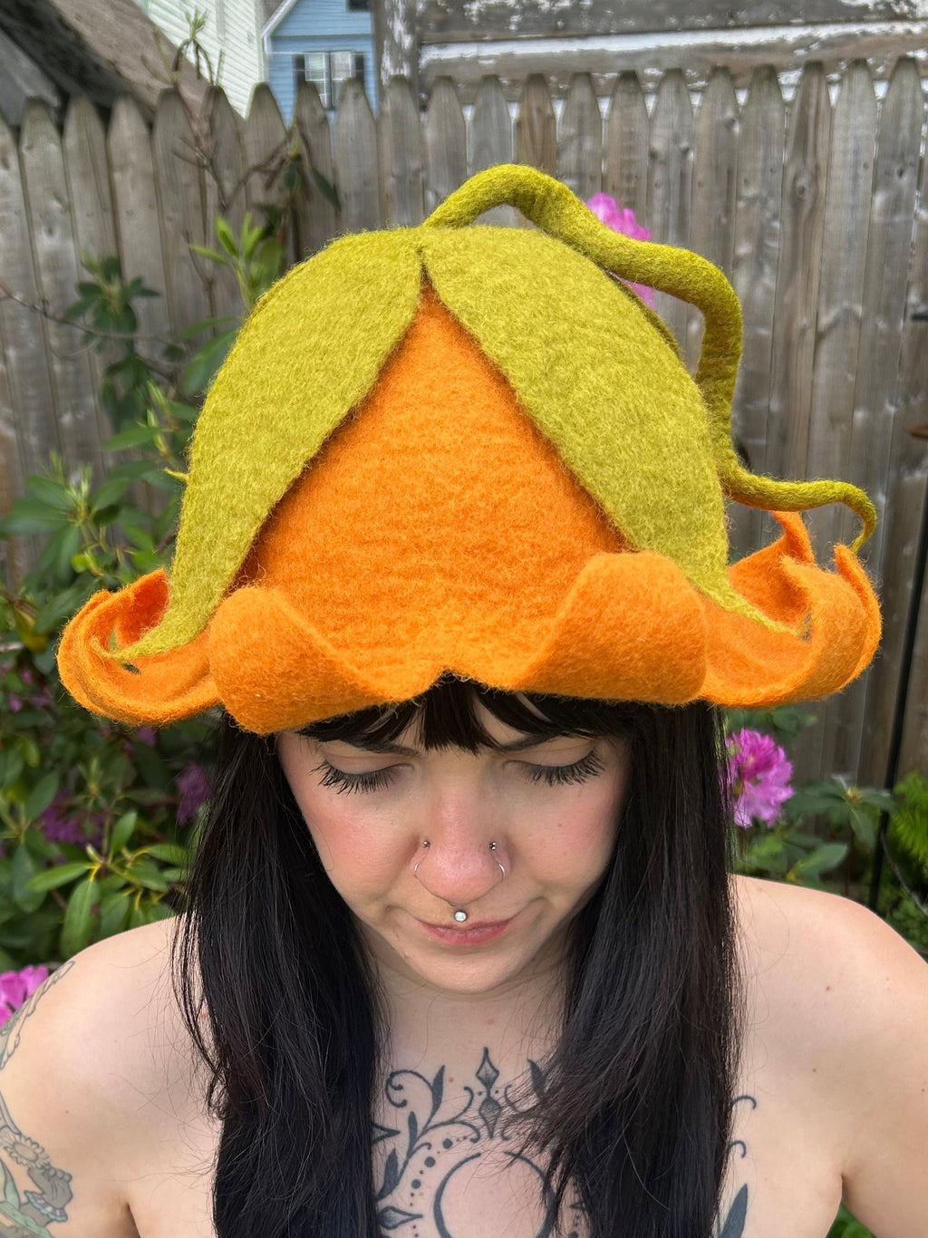 Felted Pumpkin Flower Hat