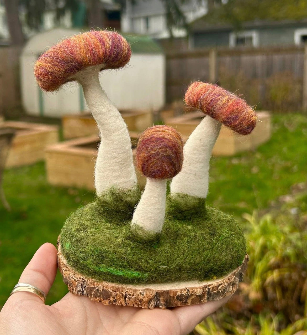 Felted Mushroom Figurine