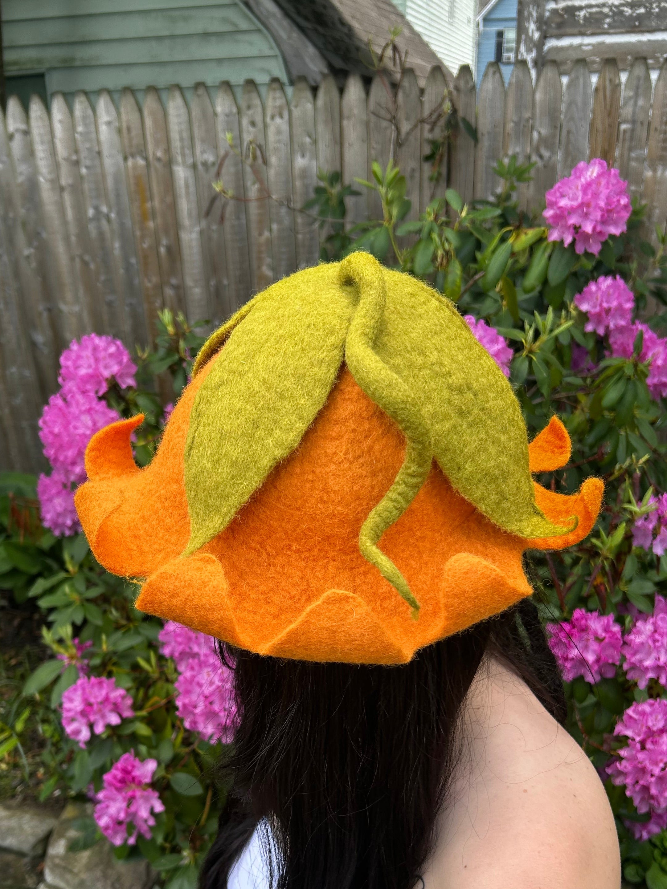Felted Pumpkin Flower Hat