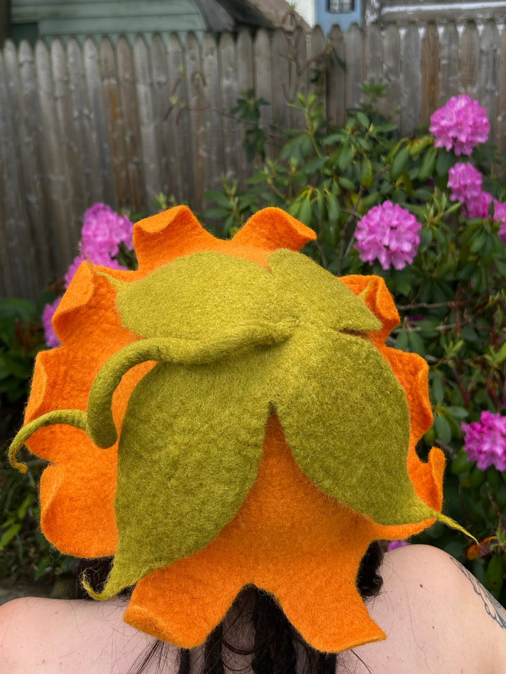 Felted Pumpkin Flower Hat