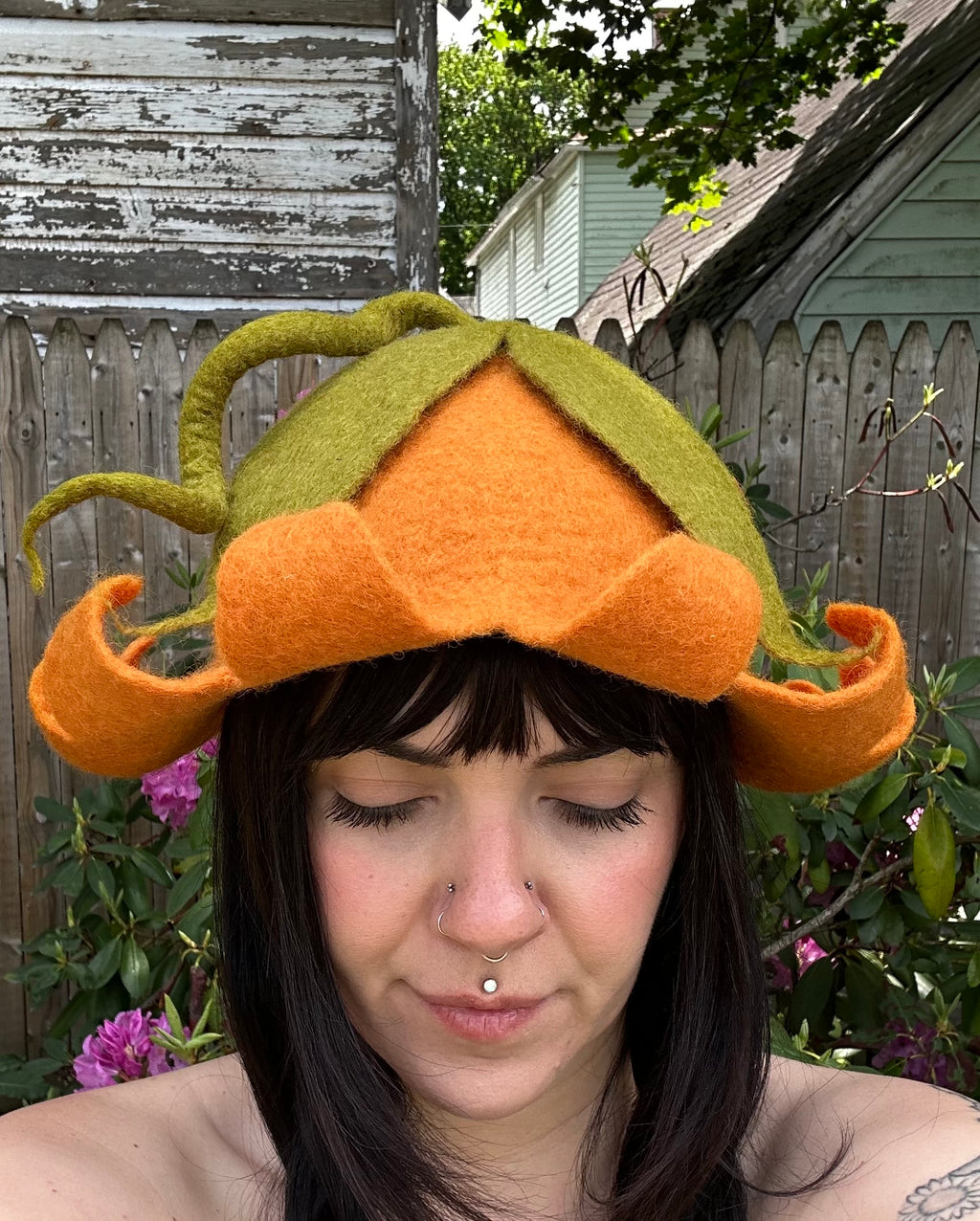 Felted Pumpkin Flower Hat